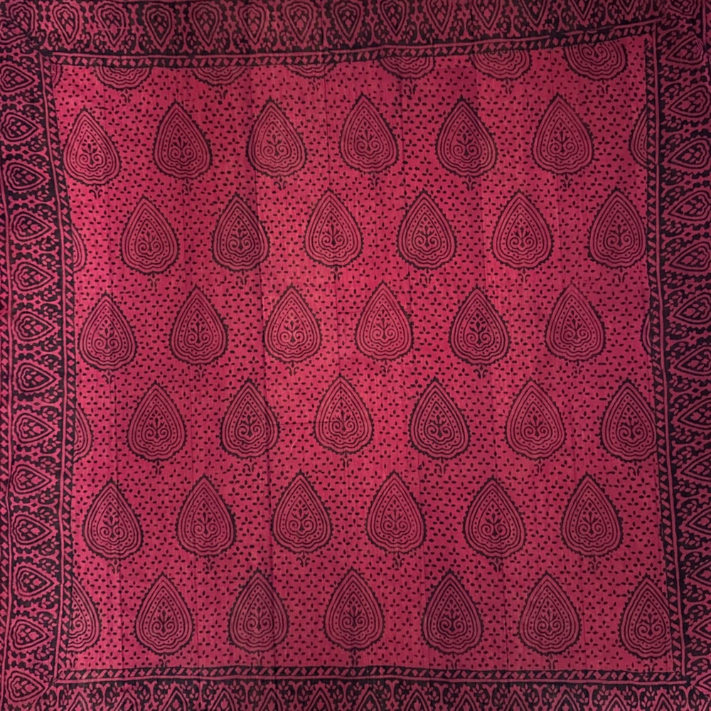 Vintage red cotton printed scarf
